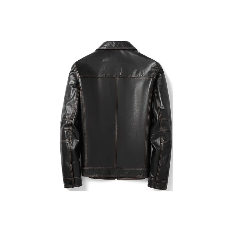 SINBOS Leather Jackets Men Black-1
