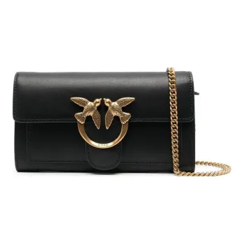 PINKO Calfskin Small Square Bag, Crossbody Bag, Shoulder Bag Women's Black
