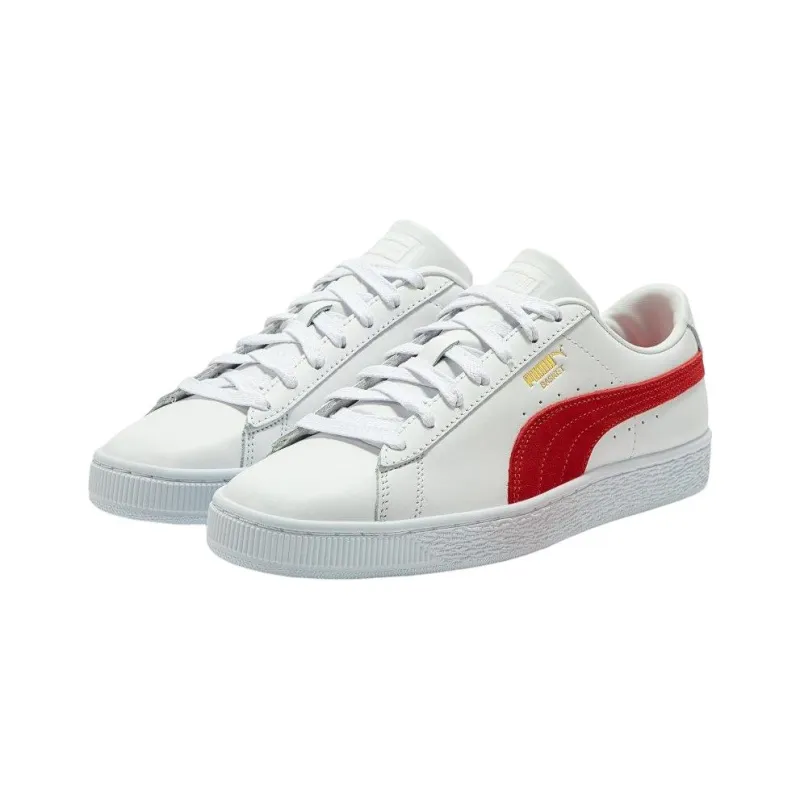 PUMA Basket Classic 75Y Anti Slip Wear Resistant Low Top Skateboard Shoes Unisex White Red-2