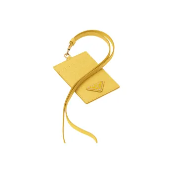 PRADA Saffiano Leather Card Holder Women's Yellow