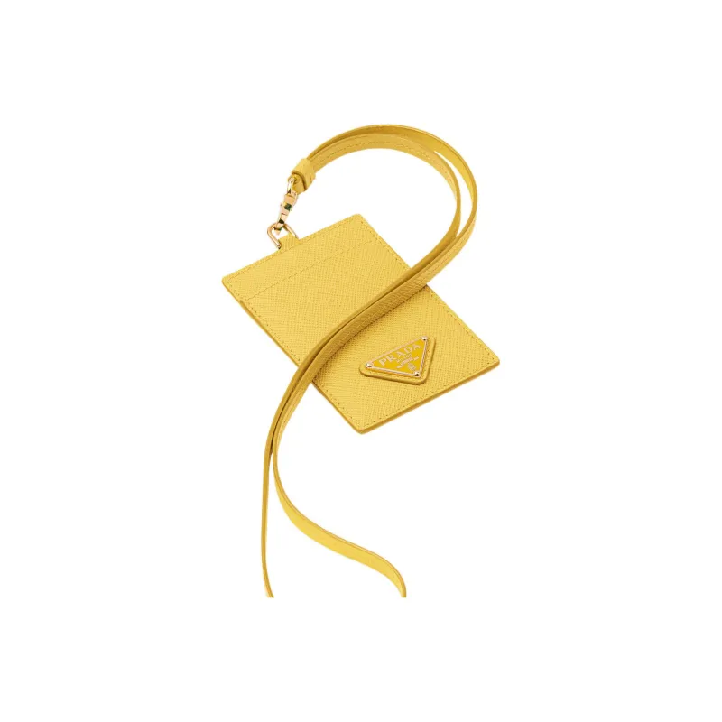 PRADA Saffiano Leather Card Holder Women's Yellow-0