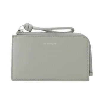 JIL SANDER Calfskin Card Holder Wallet Men's Gray