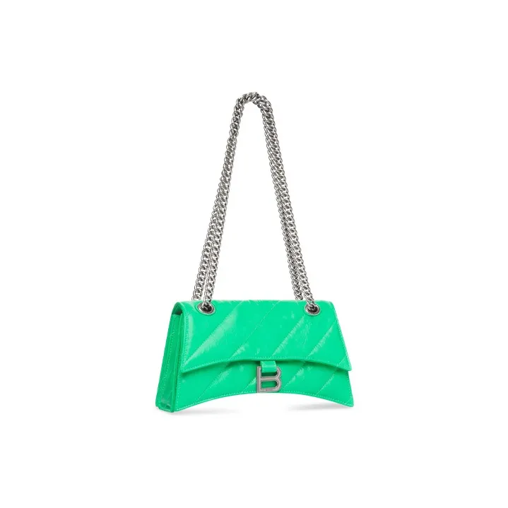 Balenciaga CRUSH Crushed Calfskin Portable Crossbody Bag, Shoulder Bag Women's Bright Green-1