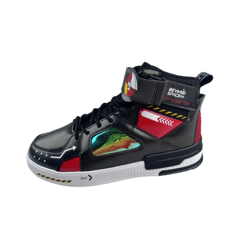 361° Anti Slip Wear Resistant High Top Skateboard Shoes Men's Black Red-2