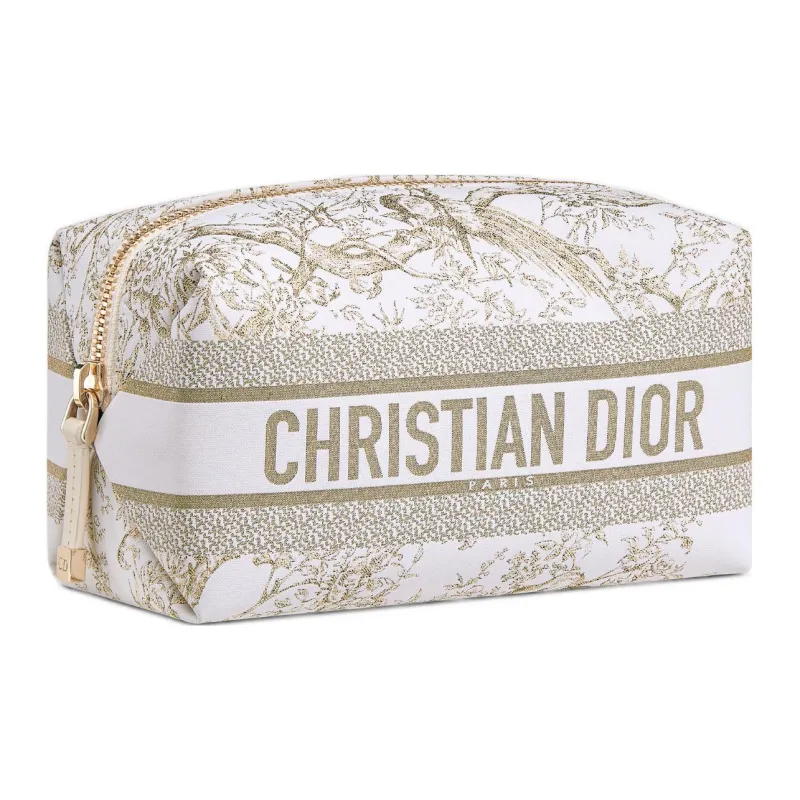 DIOR Leather Makeup Bag Women's White-1