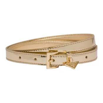 PRADA Triangle Logo Pin Buckle Belt Women's Gold Width: 1.5cm
