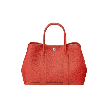 HERMES Garden Party Country Cow Leather Garden Handbag Women's 9T Capucine Orange Red