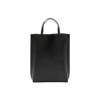 GANNI Leather Tote Bag Shopping Bag Handbag Medium Size Women's Black