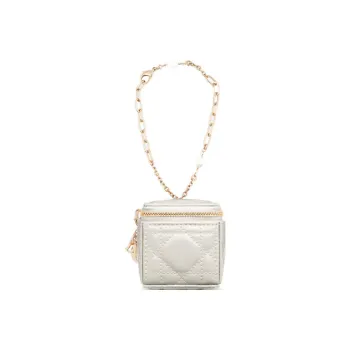 DIOR Patent Leather Cowhide Clutch Regular Women's White