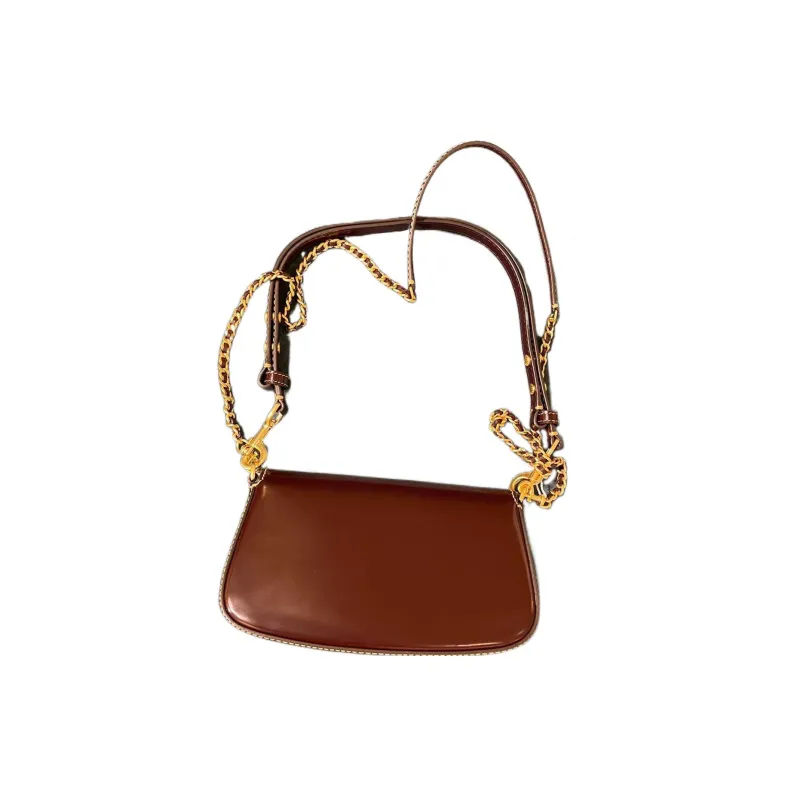 TORY BURCH Britten Leather Shoulder Bag Baguette Bag Portable Crossbody Bag Shoulder Bag Women's Burgundy-3