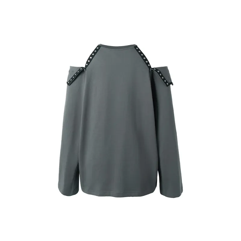 MEETLADY Long-Sleeved T-Shirt Women's Dark Gray-1