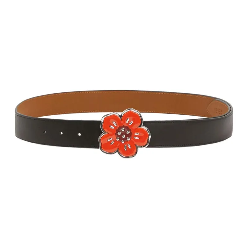 KENZO Leather Leather Belts Men's Black/Brown Width: 4cm-0