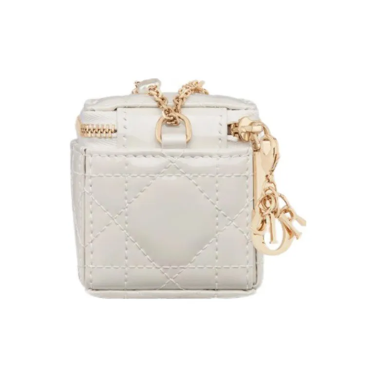 DIOR Patent Leather Cowhide Clutch Regular Women's White-2