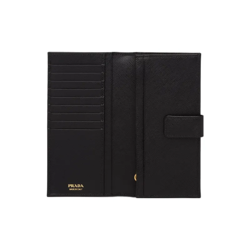 PRADA Saffiano Leather Wallet Large Size Women's Black-3