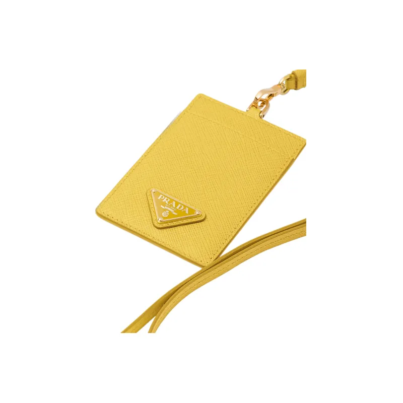 PRADA Saffiano Leather Card Holder Women's Yellow-1