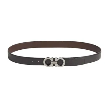 FERRAGAMO Cow Leather Leather Belts Men's Black Width  3.5cm