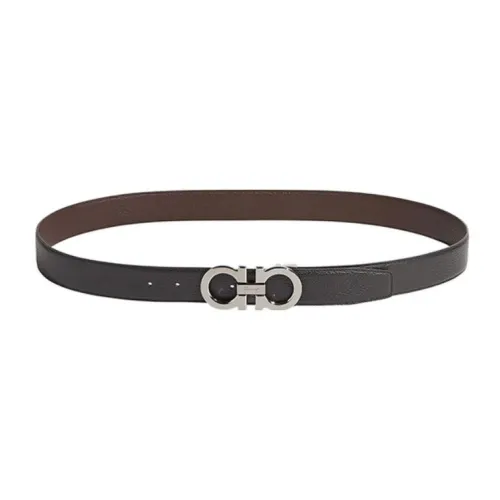 FERRAGAMO Cow Leather Leather Belts Men's Black Width  3.5cm