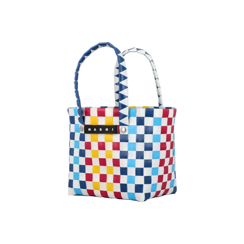 MARNI Cow Leather Basket Bag, Tote Bag, Shopping Bag, Handbag Regular Kids' Blue-1