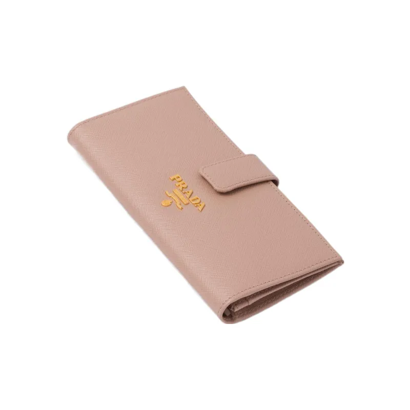 PRADA Saffiano Leather Wallet Large Size Women's Pink-2