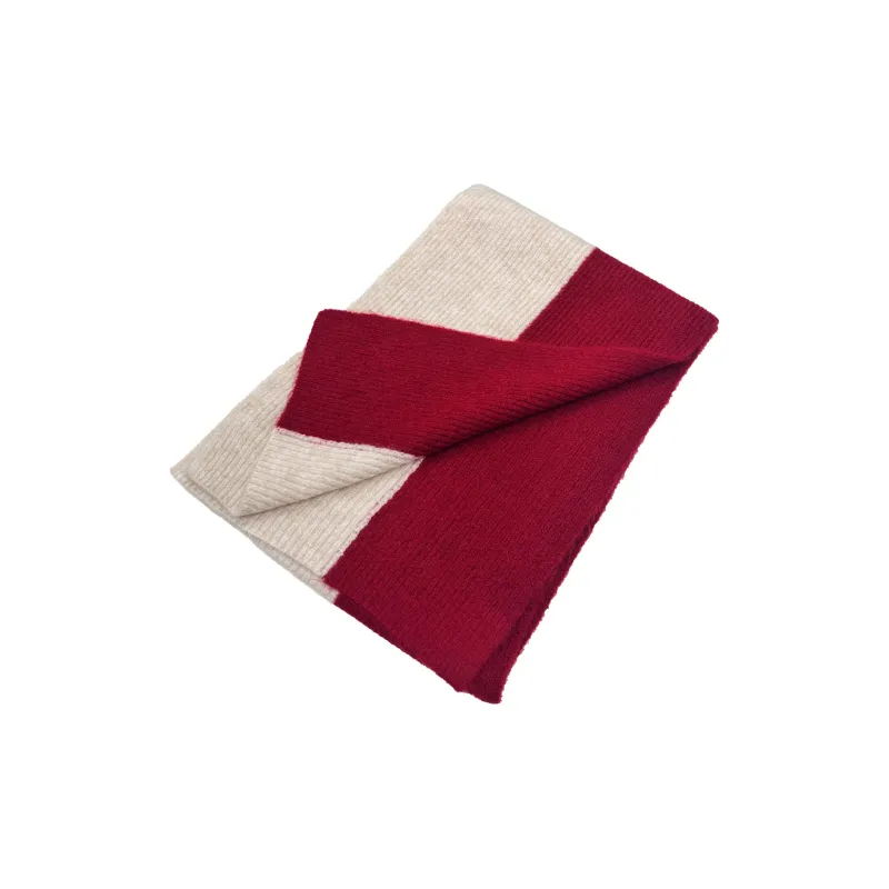 VIVIWELL Knit Scarves Women's Red White-1