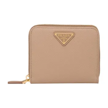 PRADA Saffiano Leather Wallet Small Size Women's Brown