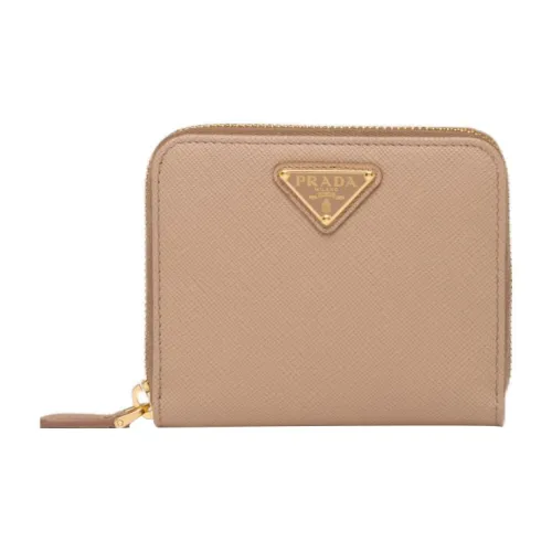 PRADA Saffiano Leather Wallet Small Size Women's Brown