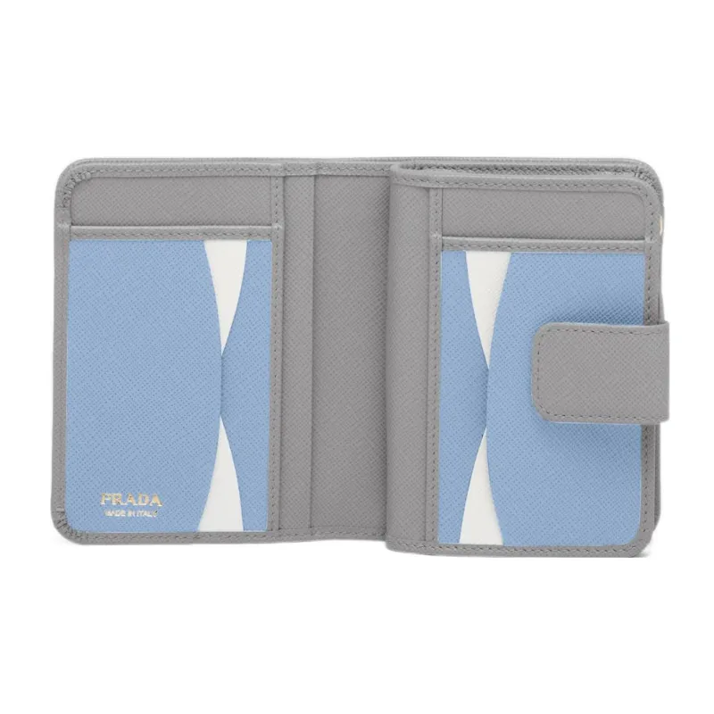 PRADA Saffiano Leather Wallet Small Size Women's Gray-3