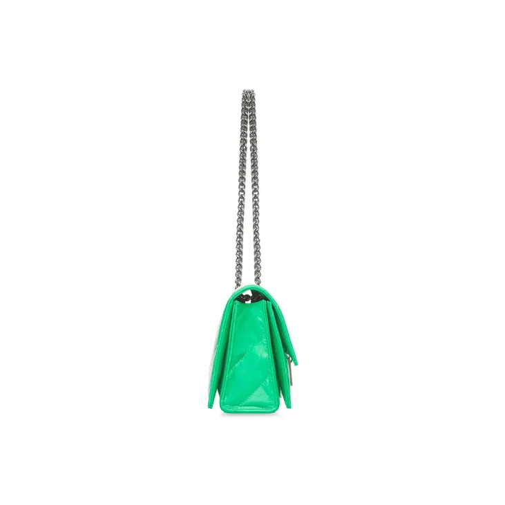 Balenciaga CRUSH Crushed Calfskin Portable Crossbody Bag, Shoulder Bag Women's Bright Green-3