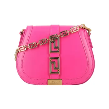 FANSIZHE Greca Goddess Cow Leather Crossbody Bag Shoulder Bag Women's Bright Pink