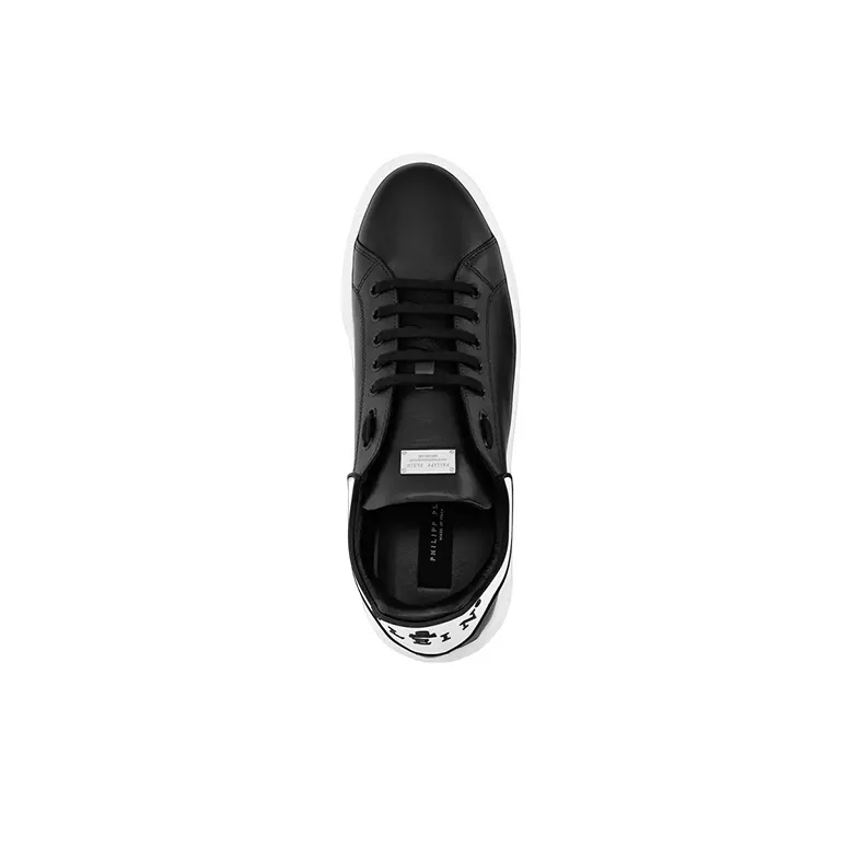 PHILIPP PLEIN Low Top Stylish Skateboarding Shoes Men's Black White-3