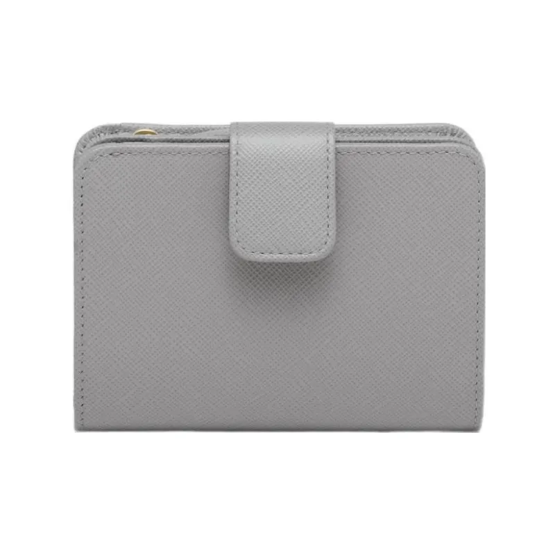 PRADA Saffiano Leather Wallet Small Size Women's Gray-1