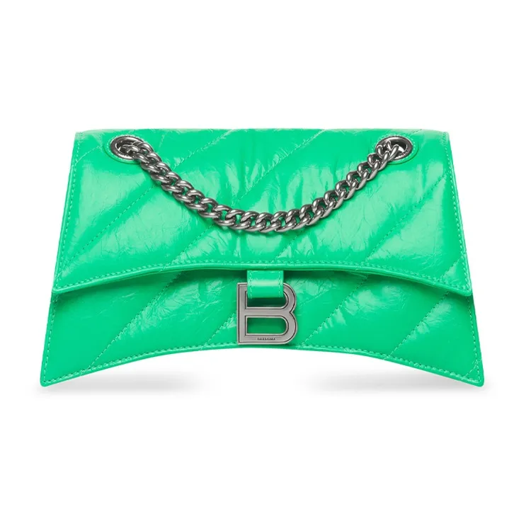 Balenciaga CRUSH Crushed Calfskin Portable Crossbody Bag, Shoulder Bag Women's Bright Green-4