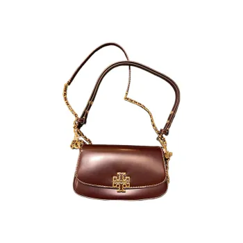 TORY BURCH Britten Leather Shoulder Bag Baguette Bag Portable Crossbody Bag Shoulder Bag Women's Burgundy