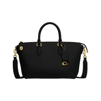 COACH Cara Leather Briefcase, Shoulder Bag, Crossbody Bag, Handbag Large Size Women's Black