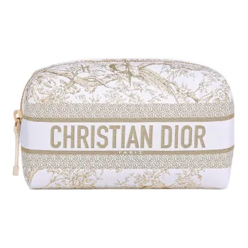 DIOR Leather Makeup Bag Women's White