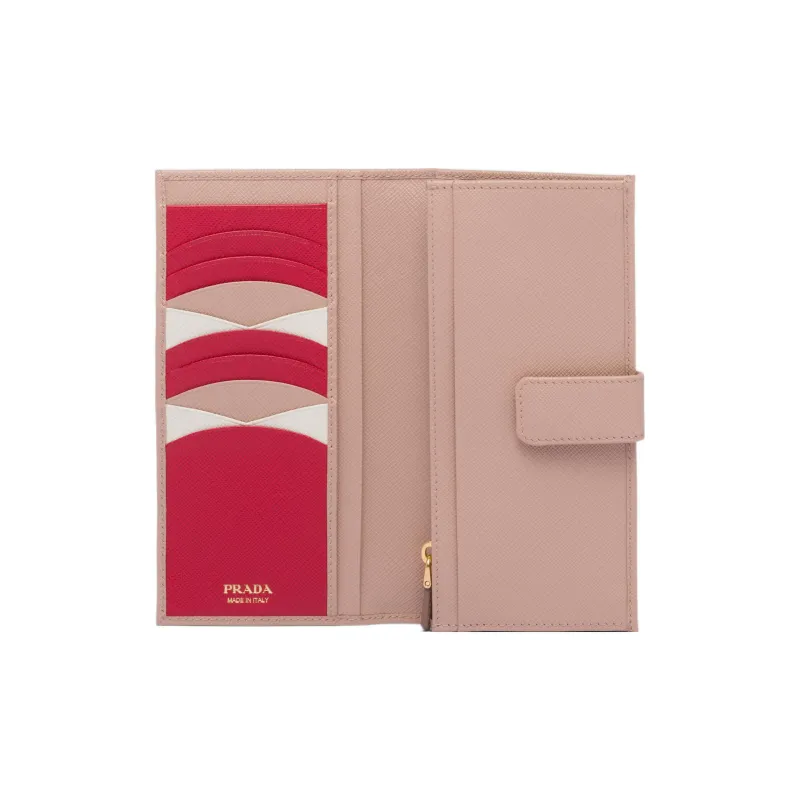 PRADA Saffiano Leather Wallet Large Size Women's Pink-3