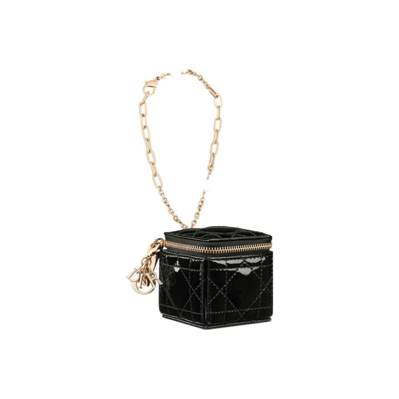 DIOR Patent Leather Cowhide Clutch Extra Mini Women's Black-1