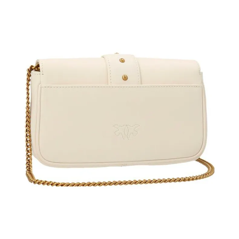 PINKO Pocket Love Leather Crossbody Bag, Shoulder Bag Women's White-1
