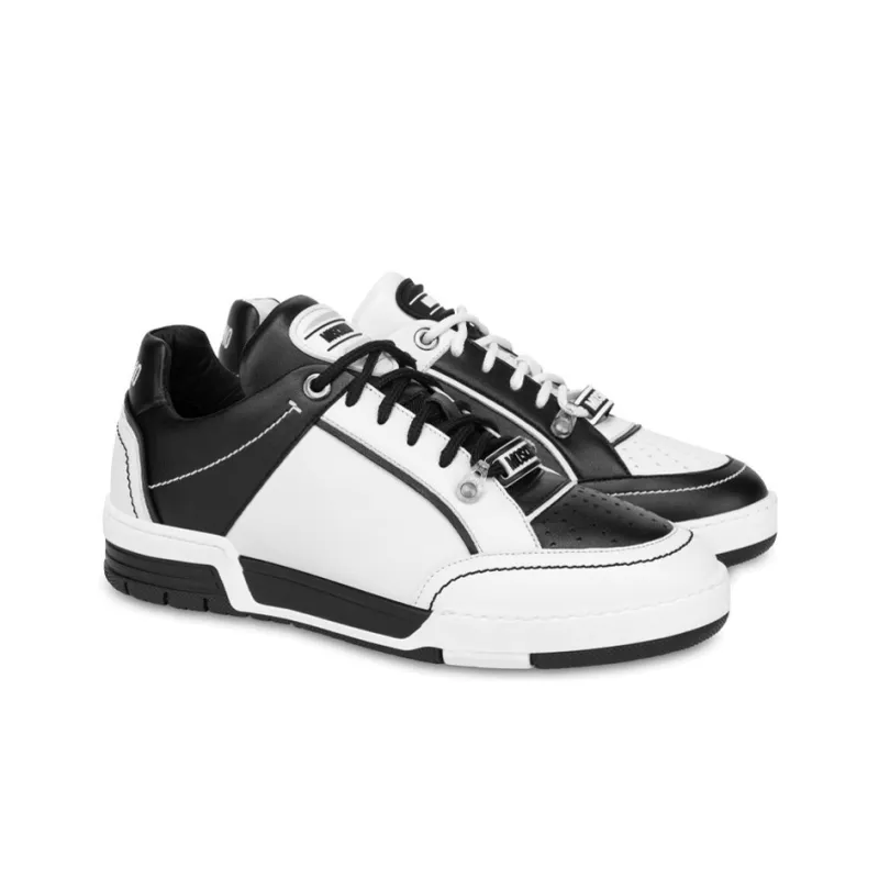 MOSCHINO Lace-up Leather Sneakers-2