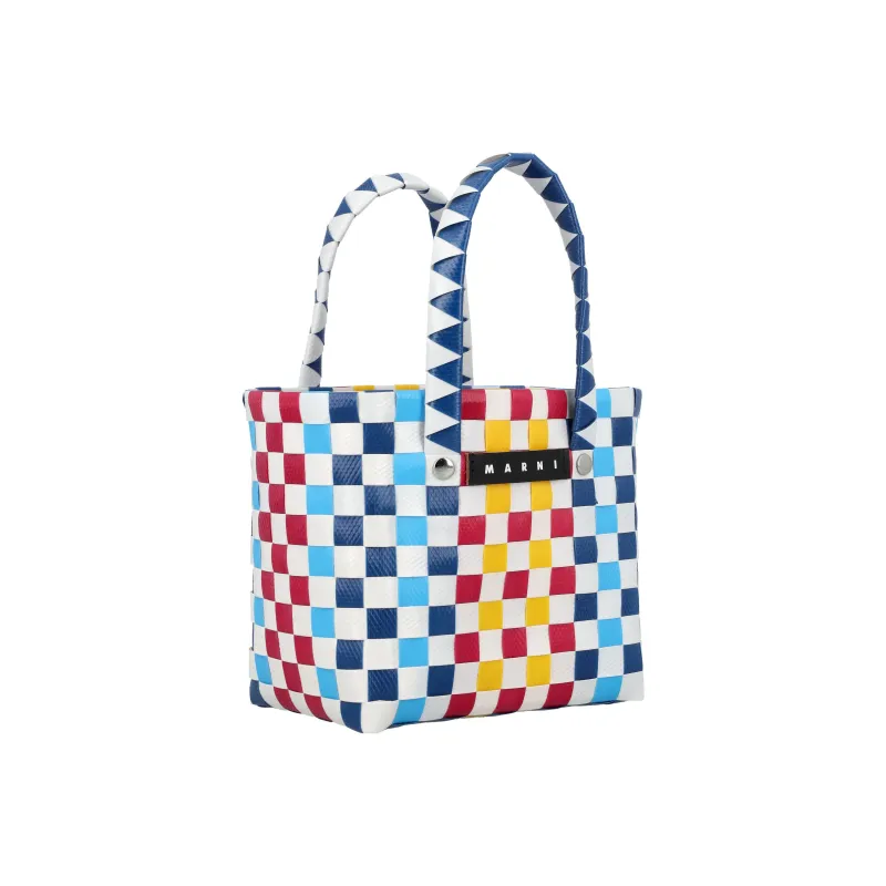 MARNI Cow Leather Basket Bag, Tote Bag, Shopping Bag, Handbag Regular Kids' Blue-2