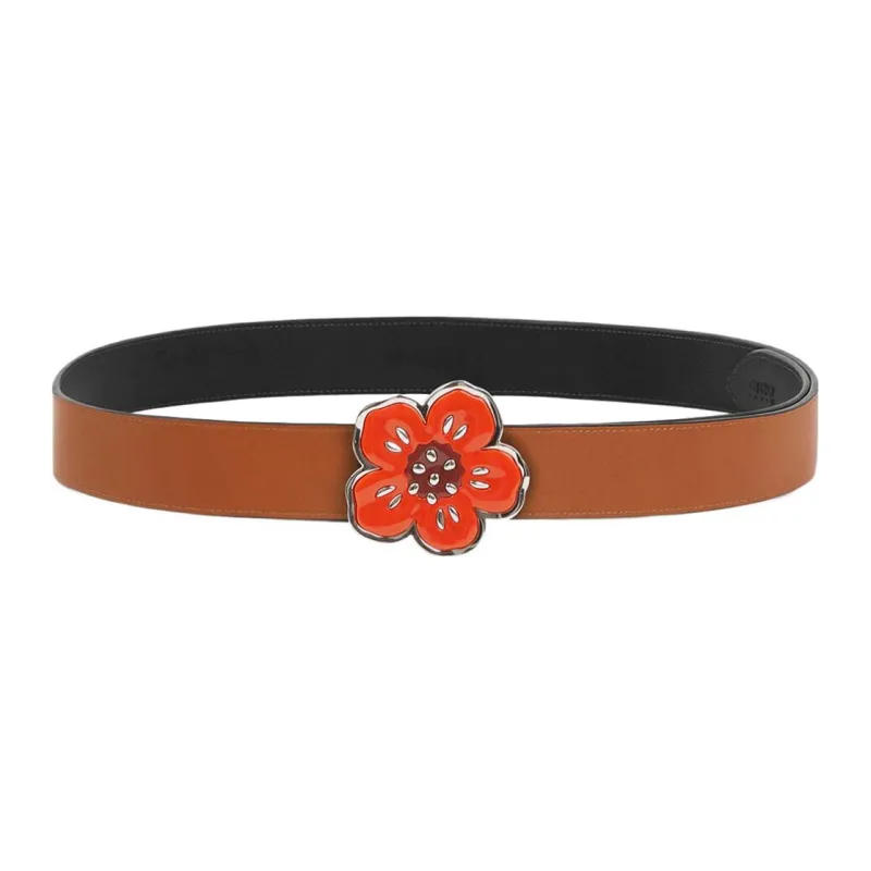KENZO Leather Leather Belts Men's Black/Brown Width: 4cm-1