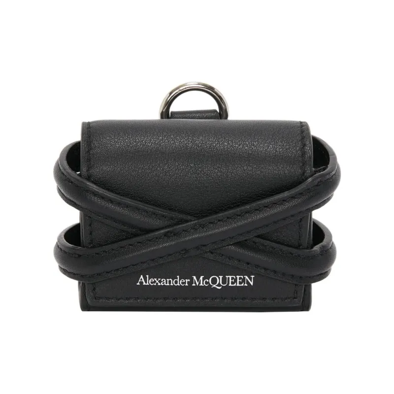 Alexander McQueen Cow Leather Earphone Case Men's Black-0