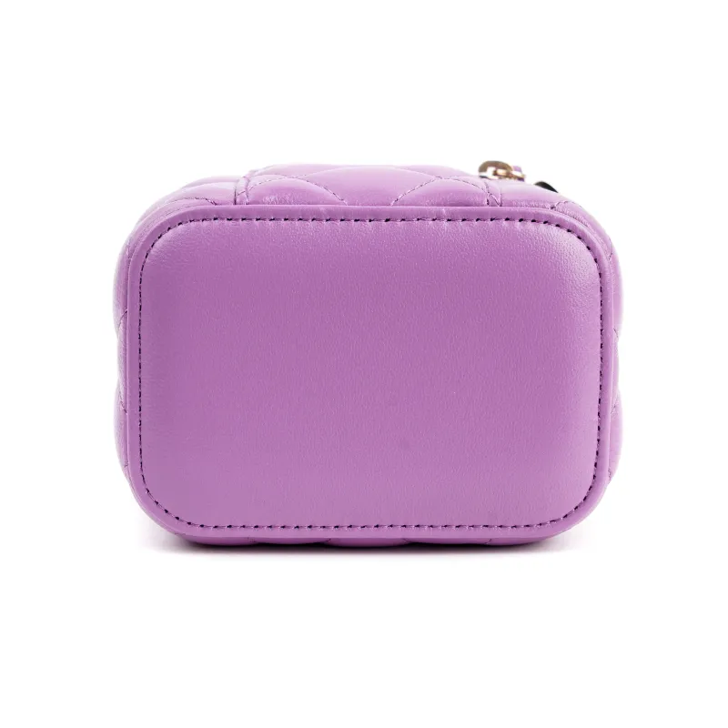 CHANEL Sheepskin Box Bag, Shoulder Bag, Crossbody Bag Trumpets Women's Purple-3