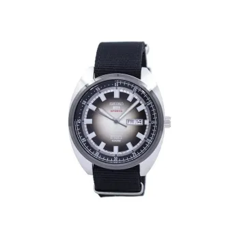 SEIKO Seiko5 Automatic Mechanical Movement Nylon Strap Watch 44mm Men's Watches Gray Dial