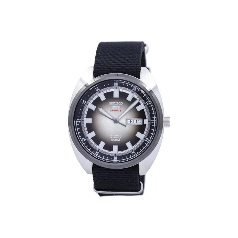 SEIKO Seiko5 Automatic Mechanical Movement Nylon Strap Watch 44mm Men's Watches Gray Dial-0
