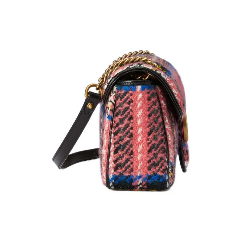 GUCCI GG Marmont Tweed With Leather Crossbody Bag Shoulder Bag Women's Light Pink-3