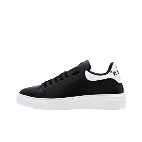 PHILIPP PLEIN Skateboard Shoes Men Low-Top Black/White