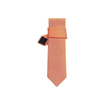 HERMES Silk Tie Men's Orange/White