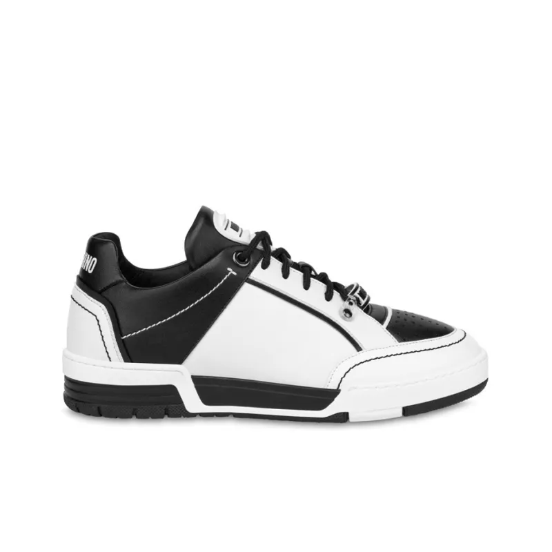 MOSCHINO Lace-up Leather Sneakers-1