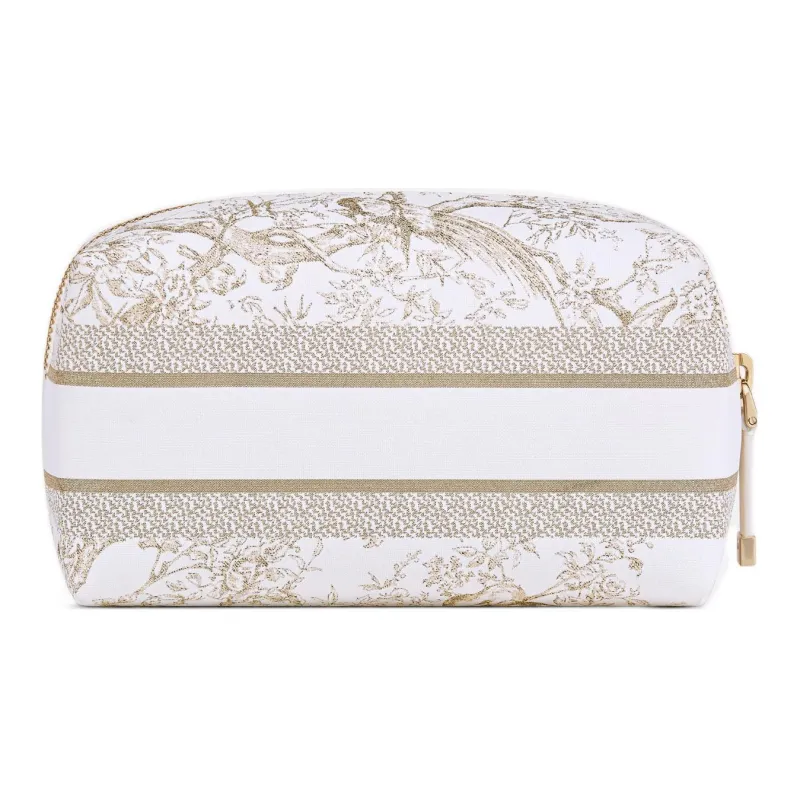 DIOR Leather Makeup Bag Women's White-2